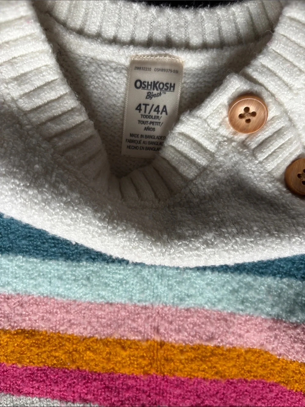 OshKosh B'gosh Cream & Multicolor Striped Crewneck Sweater